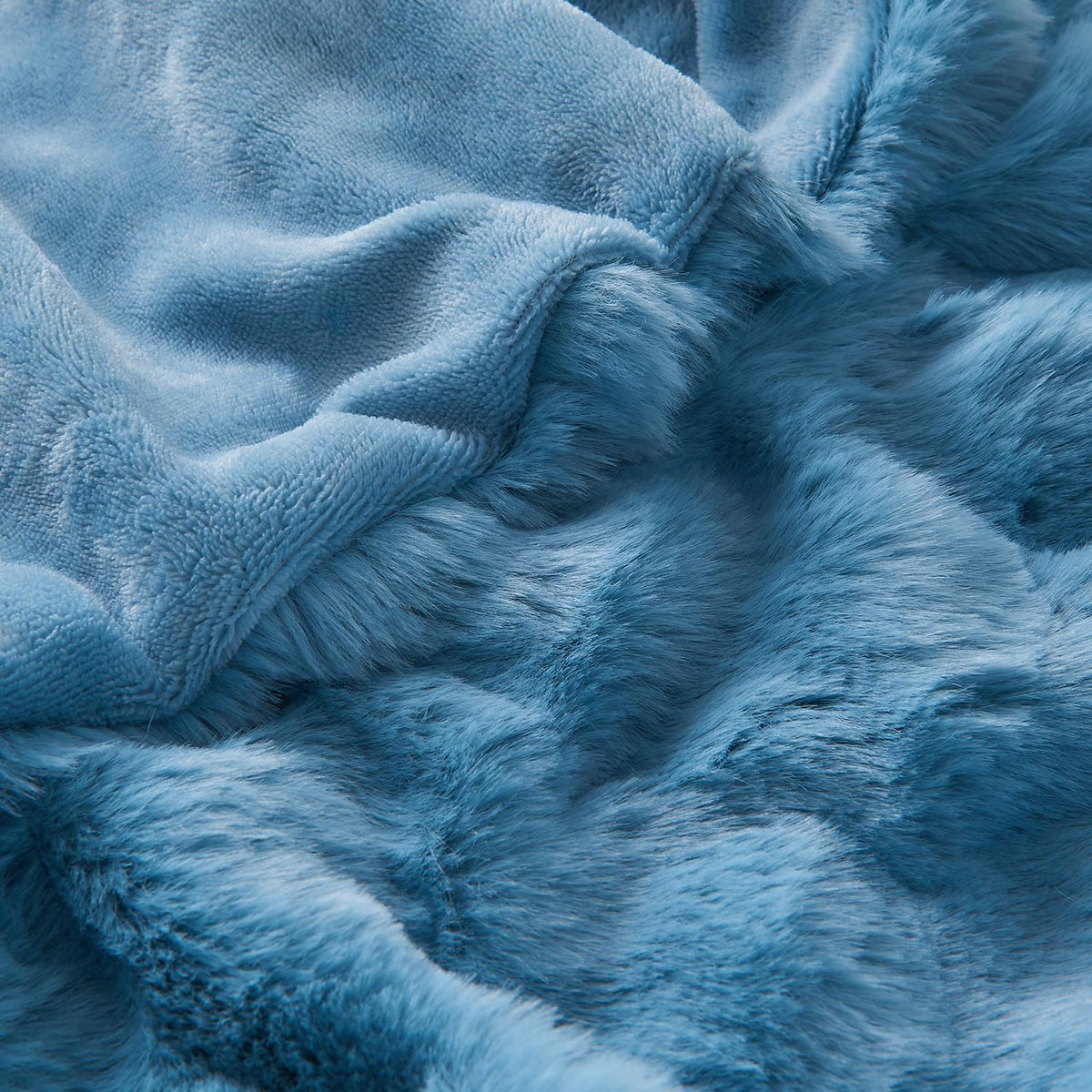 Lotus Karen Faux Fur Throw Blanket Sky Blue - Big Bubble Rabbit Fluff Blanket for Couch Bed Sofa,Softest Fluffy Fuzzy Cozy Blanket,Thick Furry Plush Shaggy Warm Blankets for Women,60x80 Inches
