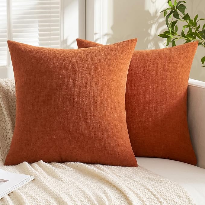 MIULEE Halloween Fall Burnt Orange Chenille Couch Pillow Covers, 18x18 | Set of - Image 7