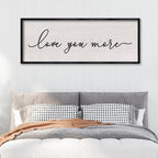LuZhiQiang Love You More Sign Wall Decor 40"x15" for Master Bedroom Above Over Bed Large Simple Wood Framed Hanging Wall Art (Black)