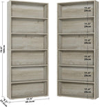 IRONCK Bookshelves and Bookcases Set of 2 Floor Standing 6 Tiers Display Storage Shelves 70 in Tall Bookcase Home Decor Furniture for Home Office, Living Room, Bed Room