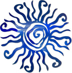 Riverside Designs Wacky Sun Metal Wall Art Indoor/Outdoor Decor - 36" Blue Rust Proof Wall Sculpture - Made in USA - Ideal for Bedroom, Garden, Home, Patio and Farmhouse