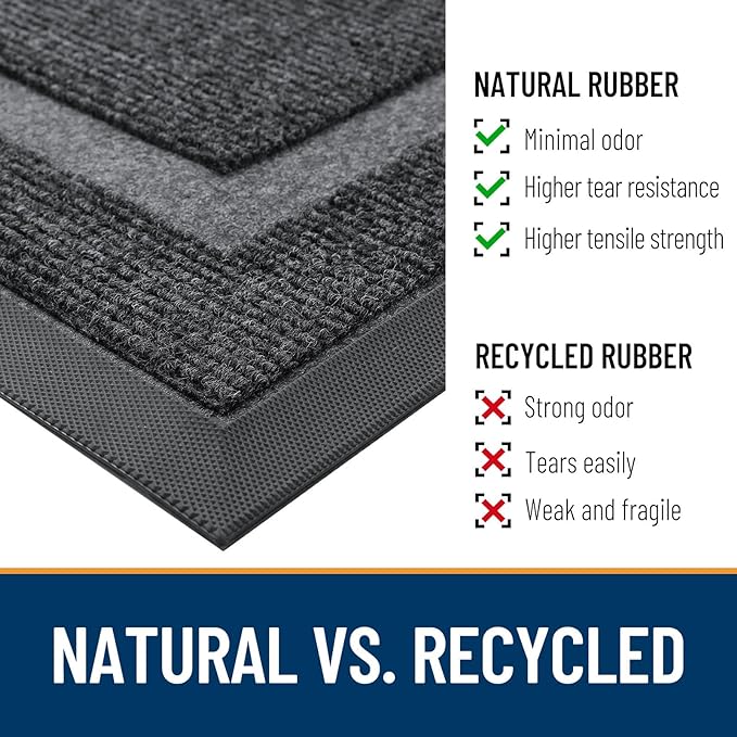 OLANLY Front Door Mat Outside 47x23, All-Season Heavy-Duty Rubber Doormat | Grey - Image 4