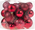 Senjie Red Shatterproof Christmas Ball Ornaments, 32 Pcs, Plastic, Eclectic Style, Wedding & Christmas Occasion