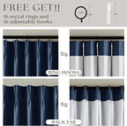 Navy Blue Pinch Pleat 100% Blackout Linen Curtains 2 Layers 45 Inch Long | - Image 6