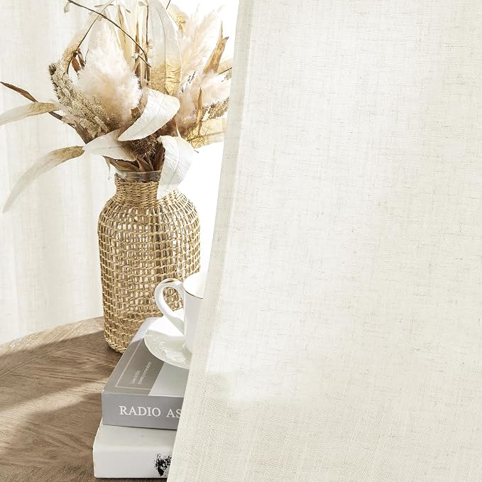 Joydeco Linen Curtains 2 Panel Set, Ivory on Linen Curtains 108 Inch Light - Image 5