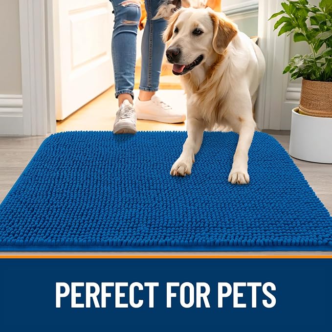 OLANLY Dog Door Mat for Muddy Paws 44x32, Super Absorbent Chenille Mud Mat | - Image 6