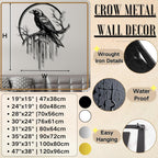 Crow Metal Wall Decor, Raven Wall Art, Large Gothic Raven Decor Hangings, Bird Wall Decor, Metal Tree Branch Decor, Ravens Sign, Raven Art for Living Room (Black, 39"x31" | 100x80cm, metal wall art)