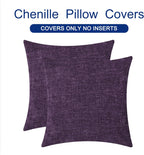 CaliTime Throw Pillow Covers Decorative 26 X 26 Inches Pack of 2 Cozy Chenille Cushion Cases for Couch Sofa Bed Living Room Home Plum Purple