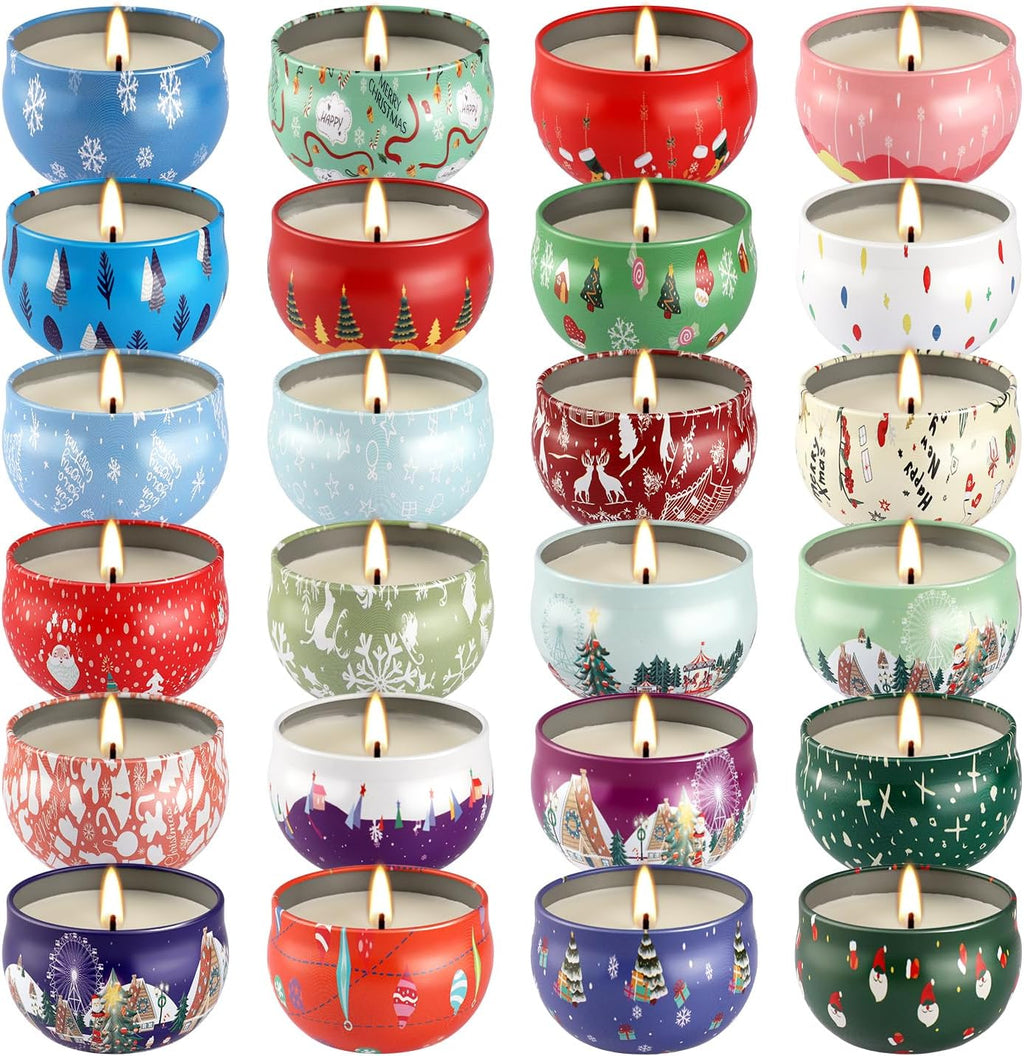 24Pack Christmas Scented Candles Gift- Aromatherapy Candle-2.5oz Soy Wax-Long Lasting Burn time, Christmas Thanksgiving Gifts for Women，Home Decor