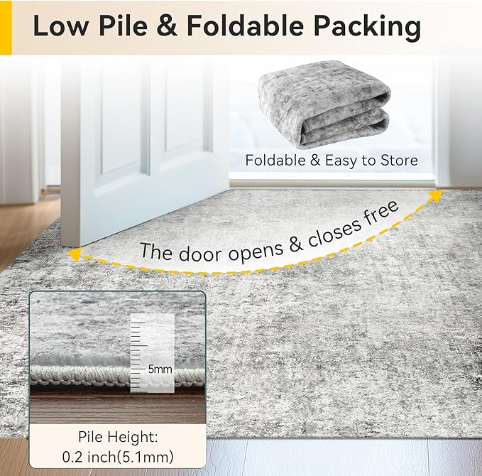 RELEANY Washable 4'x6' Abstract Area Rug - Image 6