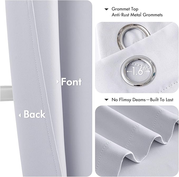 MIULEE Blackout Curtains for Bedroom 2 Panels 40x96 Inch Long Greyish White | - Image 4