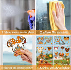 Mouse Themed Fall Window Clings - 9 Sheets Removable Thanksgiving Stickers for Glass Windows, Autumn Decorations