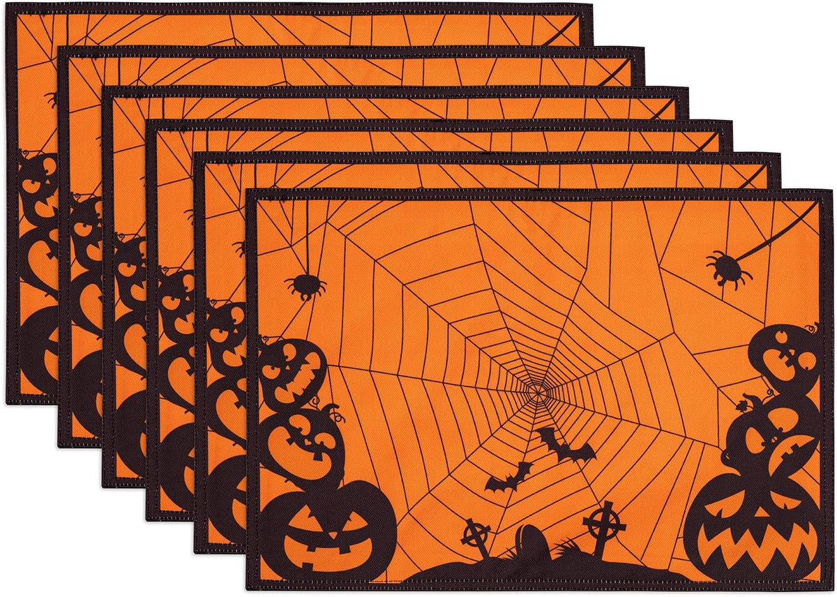YiHomer Halloween Silhouettes Tabletop for Halloween Decorations, Dinner Parties and Scary Movie Nights, Horror Night, Reversible Placemat Set, 13 x 19