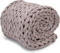 Nuzzie Chunky Knit Blanket - Breathable, Cooling, Hand Made Knit Throw Blanket for Sleep - Machine Washable, Stylish Decor Design (Dusty Rose, Queen | 22lbs | 60"x80")