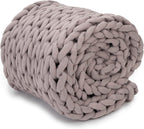 Nuzzie Chunky Knit Blanket - Breathable, Cooling, Hand Made Knit Throw Blanket for Sleep - Machine Washable, Stylish Decor Design (Dusty Rose, Queen | 22lbs | 60"x80")