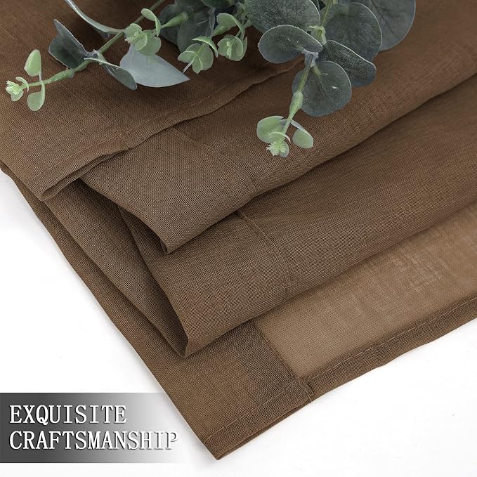 Tollpiz Sheer Curtain Linen Textured Living Room Curtains Sheer Light Filtering - Image 7