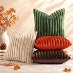 decorUhome Fall Faux Fur Throw Pillow Covers 18x18 Set of 2 Rust | Decorative - Image 9