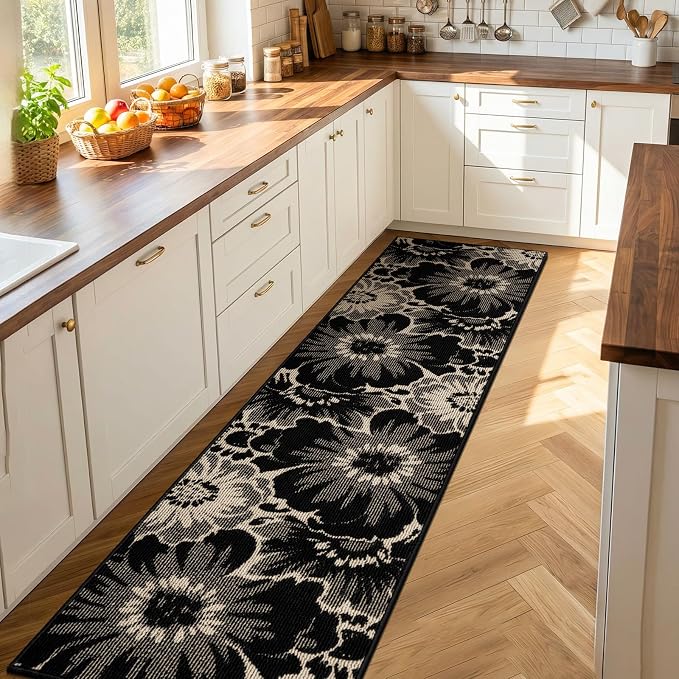 Findosom Hallway Runner Rug 2x8, Non Slip High-Low Textured Floral Washable - Image 7