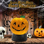 Halloween Snow Globe Lantern Pumpkin Lighted Halloween Snow Globes Battery Operated or USB Powered with 6H Timer Musical Snow Globe Glitter for Spooky Party Home Table Decorations (Pumpkin)