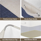 BALEINE 2 Pack Fabric Storage Bins for Shelves, Linen Storage Baskets for Organizing, Decorative Closet Bins for Clothes, Home (Navy Blue, 12"x8"x8")