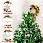Christmas Tree Topper, 1PCS 4" White Glitter Star Tree Topper, 3D Xmas Shatter-Proof Mini Bethlehem Star Tree Topper Decorations, Waterproof Christmas Decor for Holiday Home Outdoor Ornament