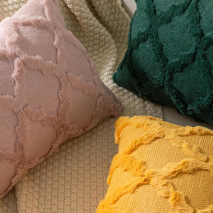 Set of 2 Soft Moroccan Throw Pillow Covers 16x16 Inch Plush Boho Decorative - Image 7