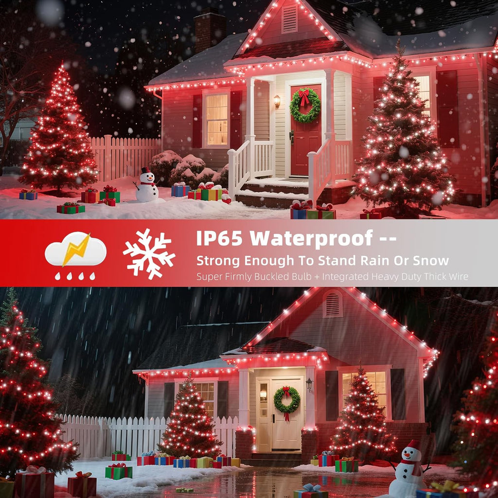 XTF2015 Christmas String Lights, 105ft 300 LED Christmas Lights 8 Modes Memory Function & Timer- UL Certified - Outdoor Indoor Christma s Fairy Lights for Tree, Garden, Party, Wedding(Red + White)