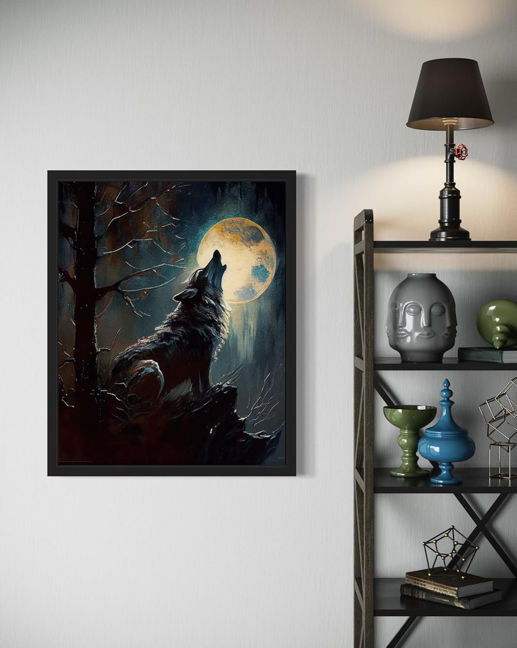 Wolf howling Poster Art Print, Halloween Scary Vintage Wall Art Academia Spooky Painting Decoration for Horror Prints, Gothic Posters Bedroom Decor 89 (Wolf howling, 11 x 14 inches, Unframed)