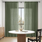 Olive Green Linen Blend Semi Sheer Curtains 108 Inches Long by 70 Inches Wide - Image 8