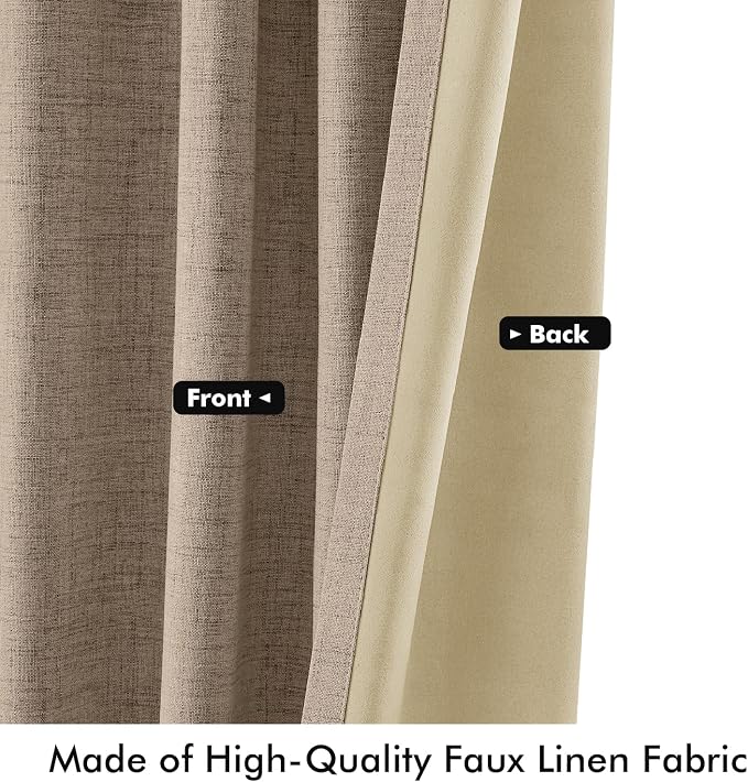 MIULEE 100% Blackout Linen Curtains 42 x 84 Inch Copper Brown 2 Panels | - Image 6