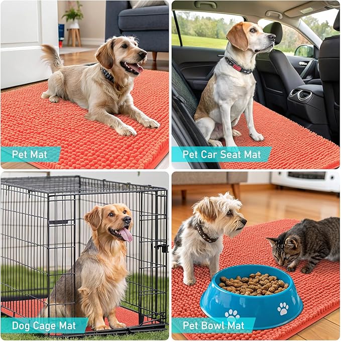 OLANLY Dog Door Mat for Muddy Paws 59x35, Super Absorbent Chenille Mud Mat | - Image 7