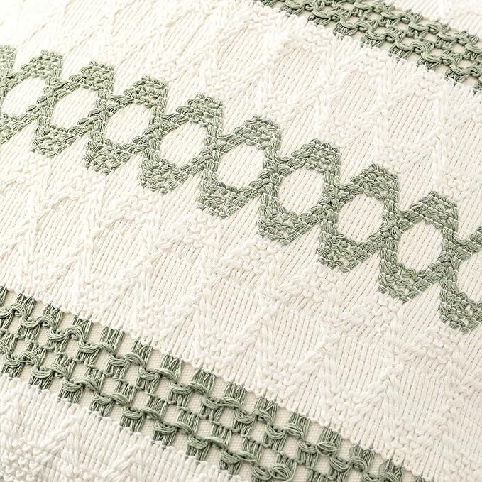 MIULEE Set of 2 Sage Green Boho Decorative Pillow Covers 24x24 Inch | Farmhouse - Image 7