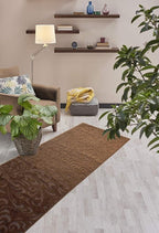 8 FT Long Non-Slip Washable Brown Carpet Runner Rug - Image 4