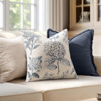 Set of 2 Euro Floral Pillow Covers 24x24 Inch Light Blue | Decorative Neutral - Image 3