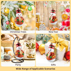 Snowman Christmas Ornaments,Blown Glass Ornaments for Christmas Tree,Leaf Hat Snowman Collection Figurine Hanging Ornament,Christmas Decorations for Xmas Tree Birthday Party Home Gifts