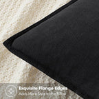 MIULEE Decorative Linen Pillow Covers 20x20 Inch Black | Boho Farmhouse​ - Image 2