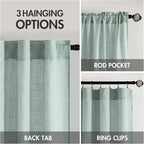 MIULEE Sea Green Linen Curtains 37x84 Inch Length - Image 3