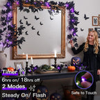 suddus 20 LED Halloween String Lights Battery Operated with Black Maple Leaves 6.5 ft Halloween Garland Decor for Yard, Porch, Table, Wall, Party, Indoor and Outdoor Decorations