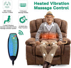 VIVIJASON Large Dual OKIN Motor Power Lift Recliner Chair for Elderly Big Man, 180° Lay Flat Electric Recliner with Heat & Massage, Infinite Position, 2 Remote Controls, Side Pockets & USB Port, Brown