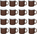 Set of 16 Ceramic Campfire Mugs – 15 Oz, Brown – Coffee & Tea Cups for Home, Work, Travel, Camping – Customizable, Great for DIY, Events, Companies