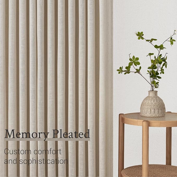 Topfinel Pinch Pleated Curtains 63 Inches Long 2 Panels Set, Oatmeal Semi Sheer - Image 5