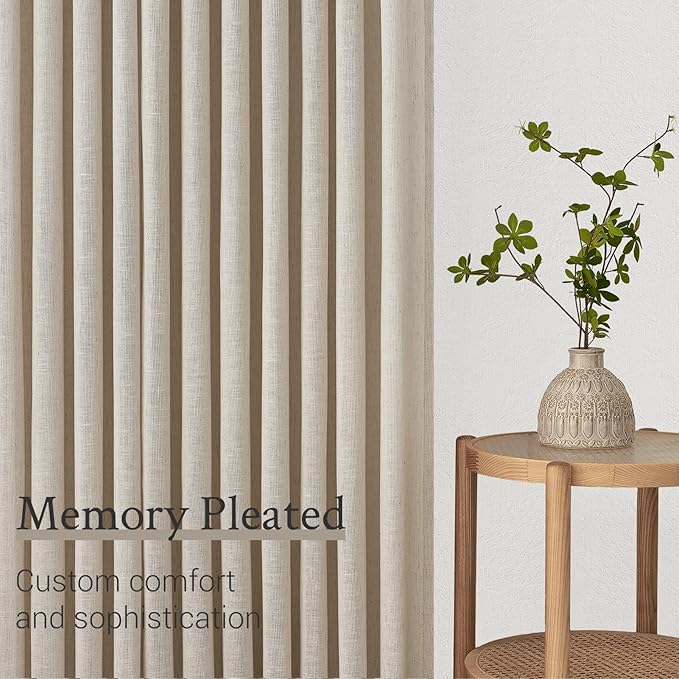 Topfinel Oatmeal Beige Pinch Pleated Curtains 84 Inches Long - Image 4