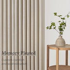 96 Inches Long Pleated Sheer Curtains, Oatmeal Linen Blended Light Filtering - Image 4