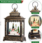 Christmas Snow Globes Lantern Christmas Snow Globe with Music Snowman Poetry,6H Timer,USB Lined/Battery Operated Lighted Lantern for Christmas Festival Decoration Gifts