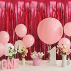 GOER 3.2 ft x 9.8 ft Metallic Tinsel Foil Fringe Curtains Party Photo Backdrop Party Streamers for Birthday,Graduation,New Year Eve Decorations Wedding Decor (4 Pcs,Burgundy)