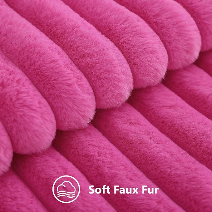 decorUhome Fall Faux Fur Throw Pillow Covers 18x18 Set of 2 Hot Pink | - Image 2