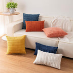 Aegero Pack of 2 Corduroy Decorative Throw Pillow Covers 22x22 Inch, Rust | - Image 6