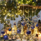 Sea Team 70mm/2.76" Shatterproof Clear Plastic Christmas Tree Ball Ornaments Set, Decorative Hanging Transparent Xmas Baubles with Stuffed Delicate Decorations (24 Counts, Royal Blue)