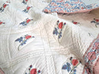 Queen Size Rose Pink Cotton Throw Blanket – Hand Block Printed 90x108 Bedspread – Lightweight Soft Quilt for Sofa, Couch, or Bed – Cozy All-Season Boho Blanket