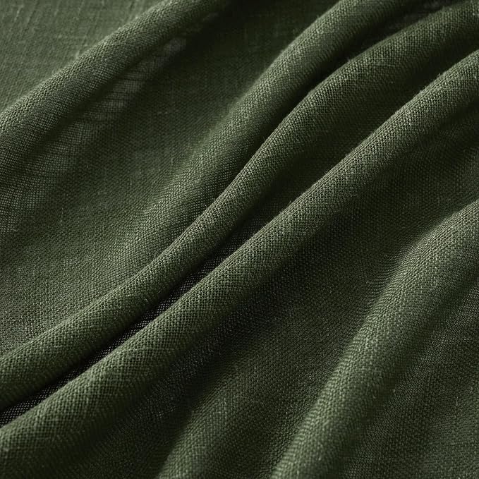MIULEE Olive Green Linen Curtains 52x72 Inch Length - Image 4